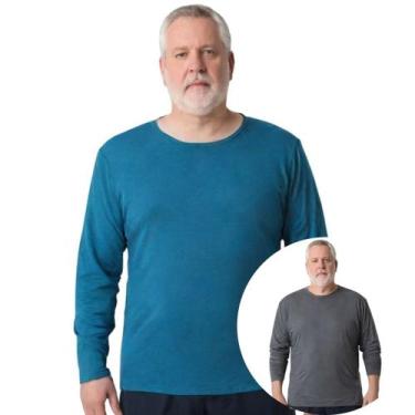 Imagem de Kit 2 Camisas Masculina Manga Longa Plus Size Malha Fria - Genérico, A