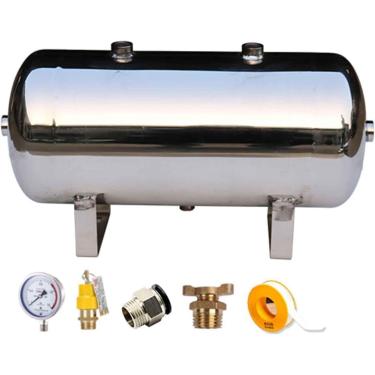 Imagem de Tanque de pressão 5L 10L 20L 30L 40L 50L Aço inoxidável Tanque de ar comprimido, para buzina de caminhão de trem, kit de compressor de ar, 30L/7.9Gal