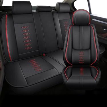 Imagem de Conjunto completo de capas de assento de carro de couro à prova d'água de luxo - Design antiderrapante de ajuste universal, proteção para todos os climas e conforto respirável para sedãs/SUVs