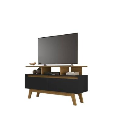 Imagem de Rack Rubi 1.2 Bechara Cinamomo Preto Fosco Sala Estar