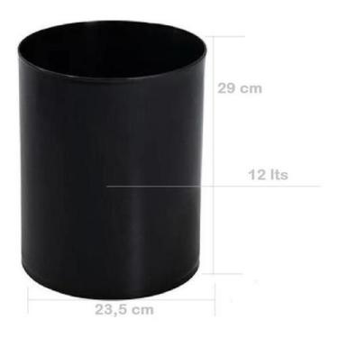 Imagem de Cesto Lixeira 12 Litros Preta Para Escritorio Plastico 29Cm - JSN