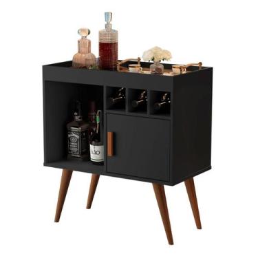 Imagem de Buffet Balcão Paris 1 Porta 3 Adegas Preto - Móveis em Casa Online