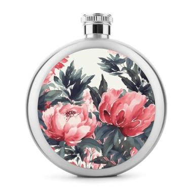 Imagem de Cantil de aço inoxidável, Peônias Spring Print Pocket Flask Hip Flask Travel Flask Portátil Garrafa de Licor Portátil Garrafa de Metal