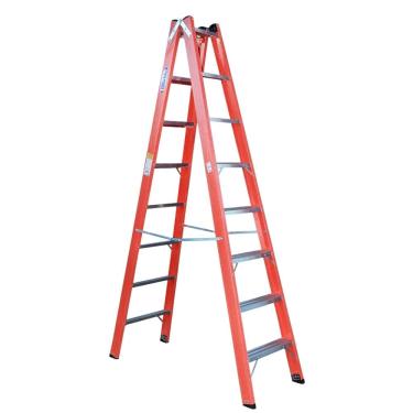 Imagem de Escada Dupla de Aluminio e Fibra de Vidro Residencial 8 Degraus 2,4 Metros