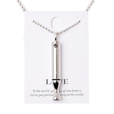 Imagem de ENFANTRY Colar de respiração, pingente de meditação de aço inoxidável, joia para alívio de ansiedade e alívio de estresse, prata