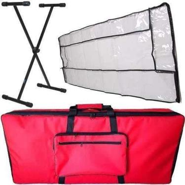 Imagem de Kit Capa Para Teclado Acolchoada + Suporte Em X + Cobertura