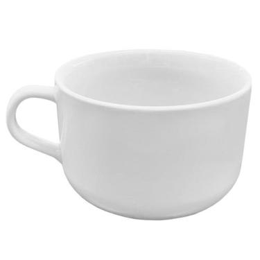 Imagem de Caneca Xícara Jumbo Branca Porcelana 450ml Grande Sopa caldo - Hr Porc