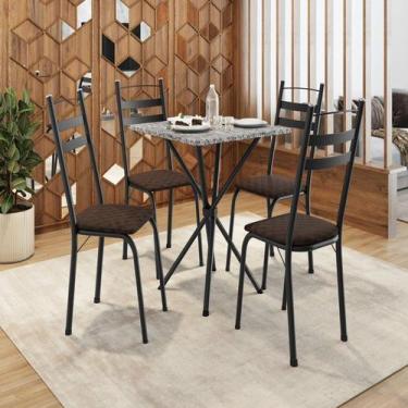 Imagem de Conjunto sala de Jantar Mesa Quadrada 70cm Tampo Granito com 4 Cadeira