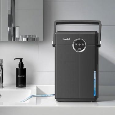 Imagem de Lacidoll Desumidificador pequeno com mangueira de drenagem, desumidificador portátil para banheiro, desumidificadores de 3,345 g para casa 2,5 m² com 7 luzes coloridas, desumidificadores silenciosos