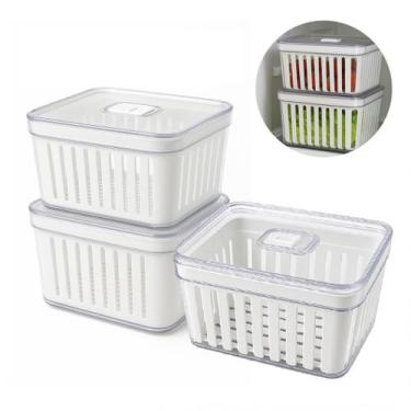 Imagem de Kit 3 Organizador de Geladeira 3,8L Cesto Com Tampa Multiuso Alimento 