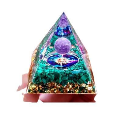 Imagem de Pirâmide De Orgônio De Ametista E Peridoto, Cristal De Cura Com Energi