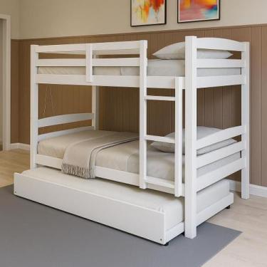 Imagem de Treliche Solteiro Madeira Maciça Com cama Auxiliar E Proteção - Fabrik