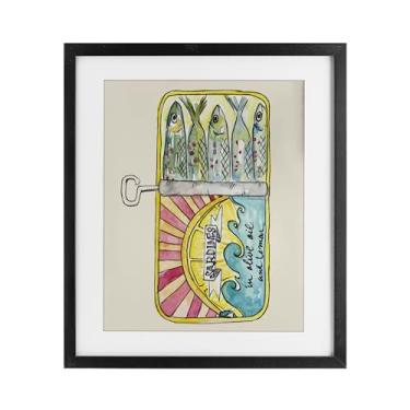 Imagem de Stupell Industries Impressão emoldurada preta em lata de sardinha pastel sob vidro por NOLA JAMES, 40,6 x 33,5 cm