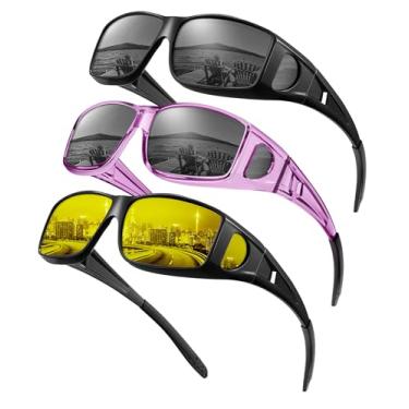 Imagem de KALIYADI Óculos De Sol Polarizados Com Ajuste Sobre - Masculino: Envolventes Femininos Proteção Uv Para Dirigir