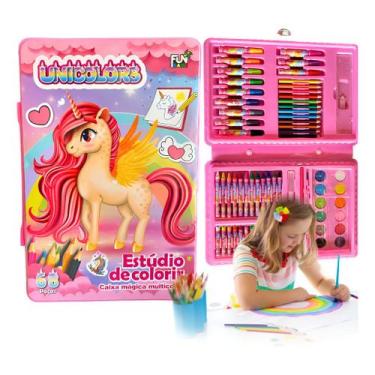 Imagem de Maleta Escolar Estojo Pintura Infantil 68 Pçs Giz Lápis - NoBrand, Uni