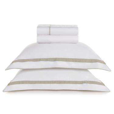 Imagem de Jogo de Cama Casal com 04 Peças Lara Branco com Areia - Karsten