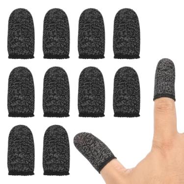 Imagem de PATIKIL Manga de dedo para controle de polegar, pacote com 48 luvas de ponta de fibra para jogos móveis anti-suor respirável para dispositivos de tela sensível ao toque de jogos por telefone, preto