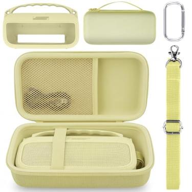 Imagem de co2CREA Capa de substituição rígida e de silicone para alto-falante portátil Bose SoundLink Flex 2ª geração Bluetooth, com mosquetão e alça de ombro (capa amarela cítrico)