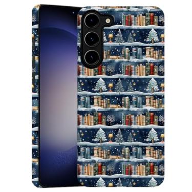 Imagem de Capa para Samsung Galaxy S23 Plus, capa de telefone fosca macia com proteção de câmera - árvore de Natal azul retrô
