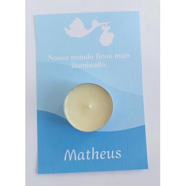 Imagem de Lembrancinha Nascimento - Card personalizado com vela rechaud 20 unidades