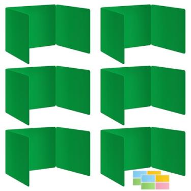 Imagem de Pacote com 6 divisórias de mesa verdes para estudantes, pastas de proteção de privacidade para estudantes, quadro de estudo de plástico durável e impermeável, divisor de teste de suprimentos para