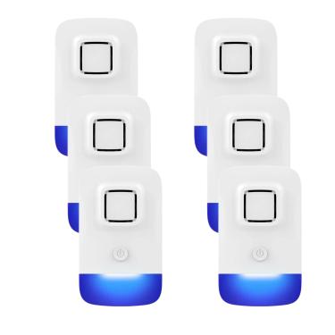 Imagem de Repelente ultrassônico de controle de pragas, repelente eletrônico de roedores para ambientes internos de casa, repelente de mosquitos, assassino de baratas, repelente de aranha (pacote com 6)