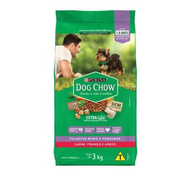 Imagem de Ração para Cães Dog Chow Extra Life Filhotes Minis e Pequenos Carne Frango e Arroz 3kg