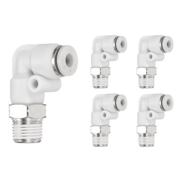 Imagem de HARFINGTON 5 peças de encaixes push to connect cotovelo macho 5/32 polegadas OD x 1/8 polegada NPT rosca plástico conexão rápida mangueira de ar kit de encaixe pneumático conector de bloqueio de