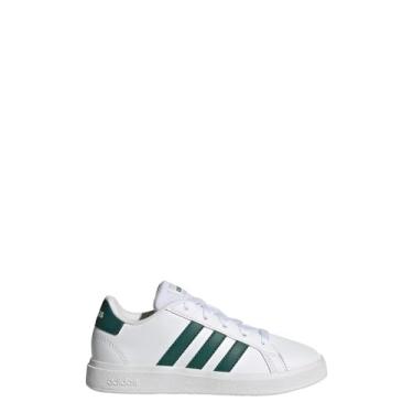 Imagem de adidas Tênis infantil Grand Court 2.0, Branco nuvem/verde universitário/nuvem W, 18
