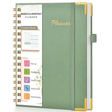 Imagem de Agenda semanal e mensal espiral sem data 2025-2026, agenda de calendário semanal simplificada, organizador diário A5 fofo, caderno de tarefas, agenda espiral com rastreador de objetivos e hábitos