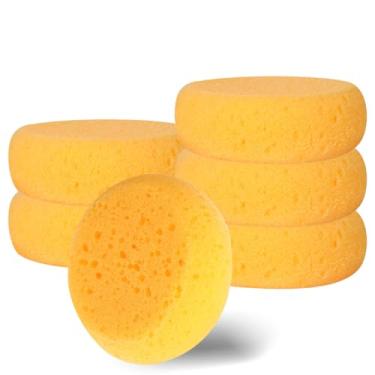 Imagem de 12 esponjas de cerâmica para argila, esponja de pintura amarela pequena redonda de 6,3 cm, esponjas sintéticas para cerâmica e limpeza de sela de cavalo, esponja de pintura de aquarelas, ferramentas e