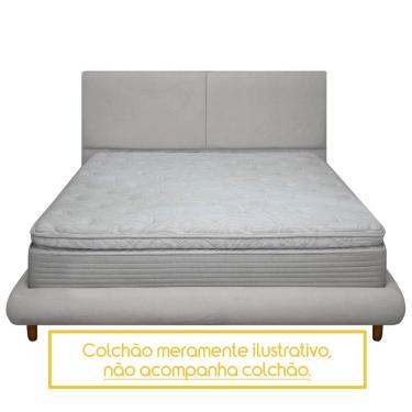 Imagem de Kit Cama Box e Cabeceira Orgânica Napole King Size 208cm Bouclê