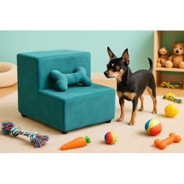 Imagem de Escadinha Pet 2 Degraus Gato e Cachorro Ideal Sofá, Cama Espumada com Osso incluso- Tifanny