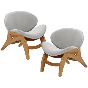 Imagem de Kit 2 Poltronas Decorativa Orgânica Sala Living Kadosh L02 Bouclê Cinza - Lyam Decor