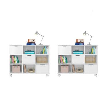 Imagem de Kit 2 Nichos Organizadores com 3 Gavetas Branco/Branco - Qmovi