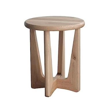 Imagem de Mesa de centro de design simples, mesa lateral redonda de madeira maciça, mesa de canto pequena com moldura robusta em forma de X, mesa de cabeceira redonda de 42 x 19,8 cm, para sala de estar, quarto