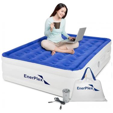 Imagem de Colchão Inflável Casal com Bomba Embutida, Para até 300KG, EnerPlex, Azul