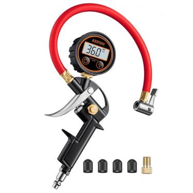 Imagem de Manômetro Digital AstroAI T1 com Inflador, Medidor de Pressão de Pneus de 3250 PSI com Calibrador ANSI B40.