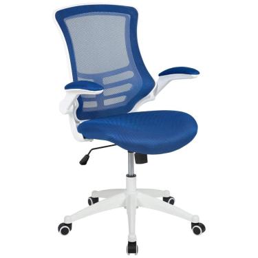 Imagem de Cadeira de Escritório Ergonômica Giratória com Encosto Médio, FLASH FURNITURE BL X 5M WH BLUE GG, Azul