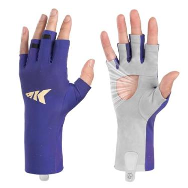 Imagem de KastKing Ultimate Angler Luvas de sol FPS sem dedos, luvas de pesca com proteção solar FPS 50+, tecnologia Hydrocool, design de palma aberta, luvas de proteção UV de punho estendido para pesca