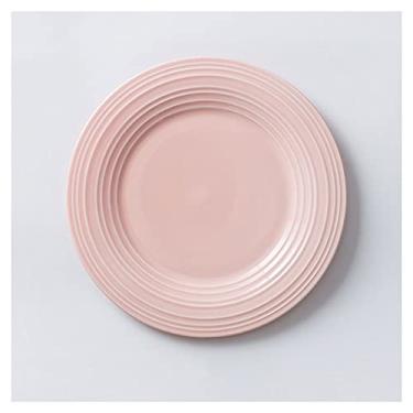 Imagem de Prato de serviço pratos de jantar de cerâmica de 25,4 cm, pratos listrados multicoloridos com padrão para salada, macarrão, sobremesa e aperitivo, pratos seguros para micro-ondas e lava-louças (cor