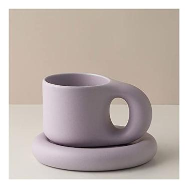 Imagem de Caneca Cerâmica Espresso Canecas de Café Caneca Fascinante com Pires Conjunto Presentes Criativos (300ml) Caneca de Café (Cor: E)