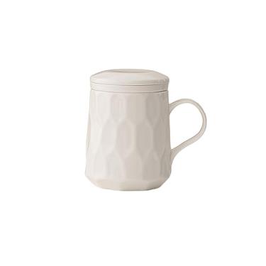 Imagem de GRFIT Caneca de porcelana branca chinesa xícara de escritório com tampa xícara de chá de separação de chá caneca de casa xícara de chá xícara de água xícara de café caneca de café (tamanho: B)