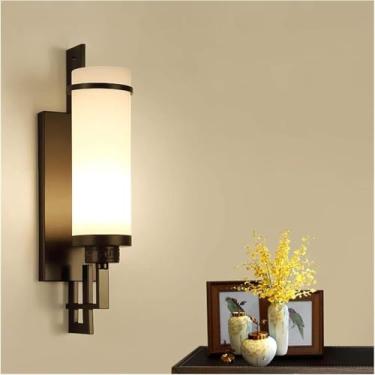 Imagem de Candeeiros de parede, candeeiro de parede, candeeiro de parede de estilo chinês moderno, luzes de parede de fundo para sala de estar, quarto, mesinha de cabeceira, luz retro/preta