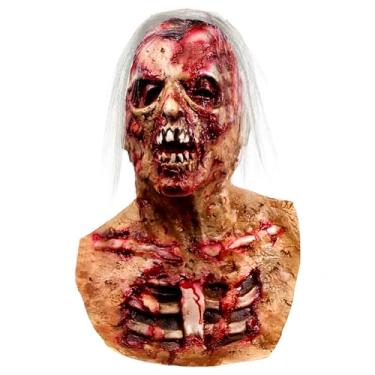 Imagem de Kurmingary Halloween Scary Zombie Mask, Creepy Walking Dead Biochemical Monster Latex Mask Cosplay for Party Props - Light Red