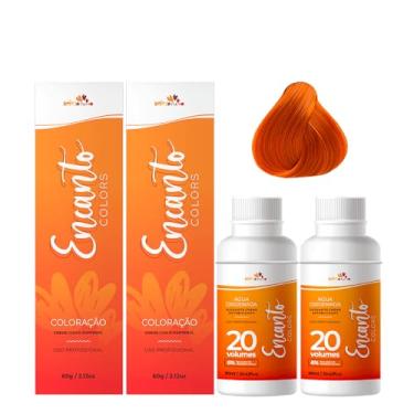 Imagem de Beleza Ruiva – Kit Coloração Encanto Colors 8.44 e Oxigenada 20vol 6% Duas Unidades | Louro Claro Cobre Intenso | Tom Ruivo Laranjinha com Brilho e Nutrição Profissional