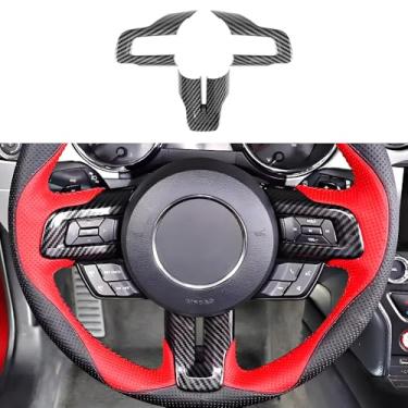 Imagem de LUNQIN Kit estilo fibra de carbono painel de acabamento de volante de carro para Ford Mustang 2015 2016 2017 2018 2019 2020 2021 2022 2023 acessórios de decoração de interiores automotivos acessórios