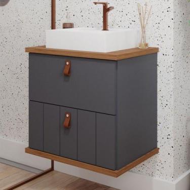 Imagem de Armário de Banheiro Milano 60 Cm 1 Porta e 1 Gaveta 100% Mdf Titanium/