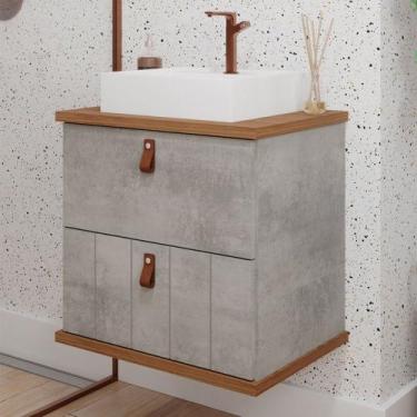 Imagem de Armário de Banheiro Milano 80cm 1 Porta e 1 Gaveta 100% Mdf Cimento/Fr