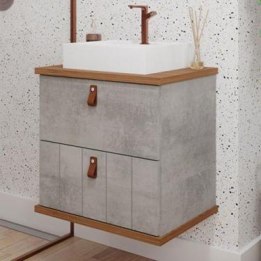 Imagem de Armário de Banheiro Milano 60 Cm 1 Porta e 1 Gaveta 100% Mdf Cimento/F